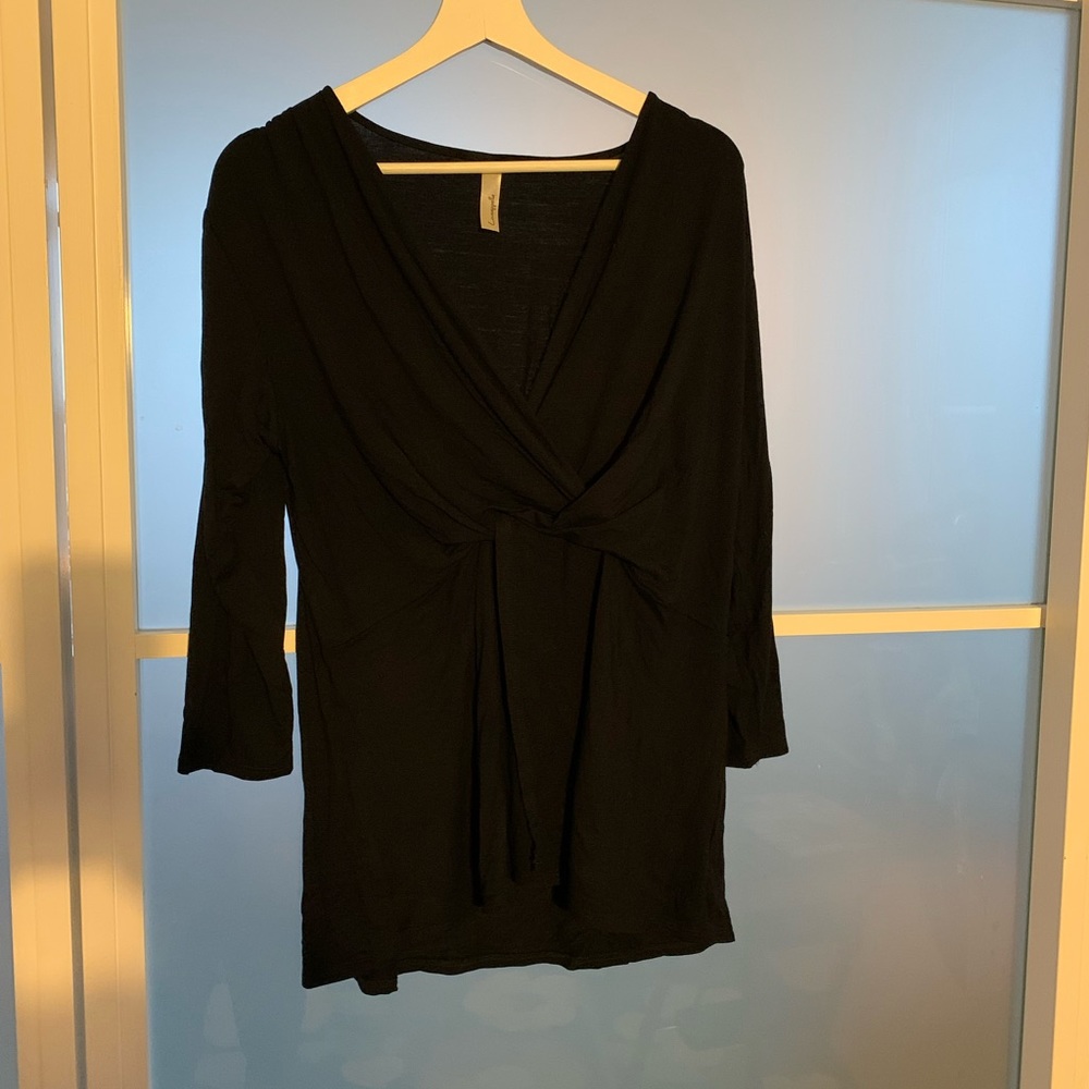 Large Black twist-front 3/4 sleeve tunic. Never worn.